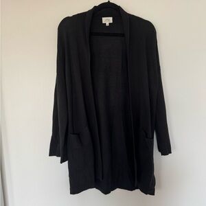Aritzia Wilfred Silk-Blend Black Mesh-Like Waffle Cardigan